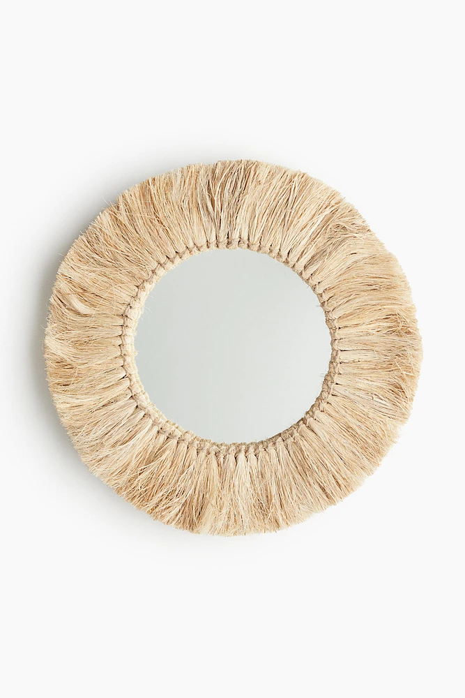 Mirror with Straw Frame