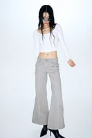 Wide-leg Twill Pants