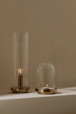 Candle Lantern in Clear Fluted Glass