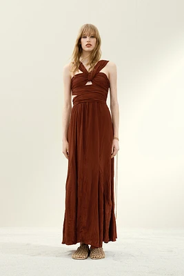 Draped Plissé Dress