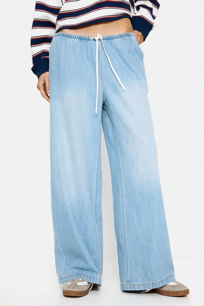 Pantalon en denim avec cordon de serrage