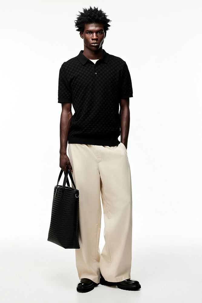 Slim Fit Textured-knit Polo Shirt