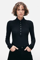 Waffled Top with Button Placket