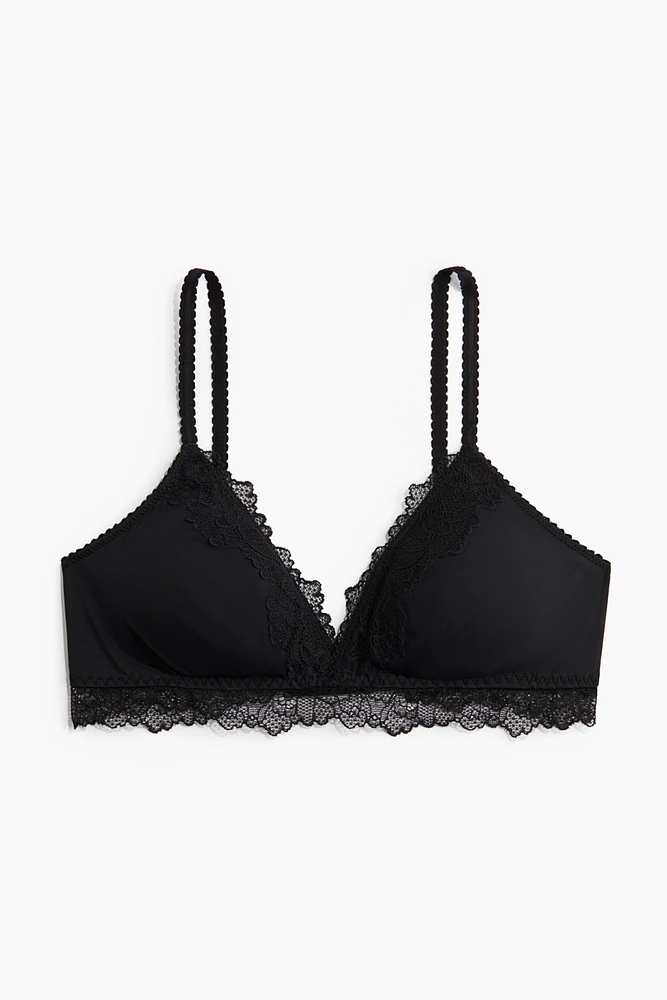 Soutien-gorge coussiné en microfibre et dentelle