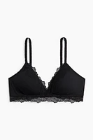 Soutien-gorge coussiné en microfibre et dentelle