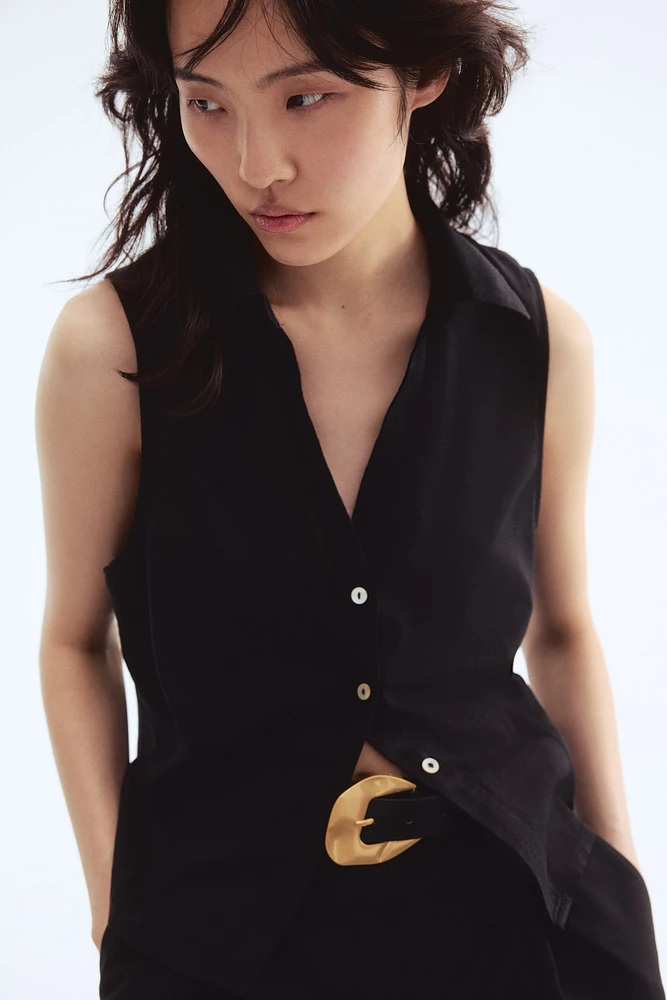 Chemise sans manches en lin mélangé