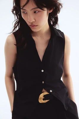 Chemise sans manches en lin mélangé