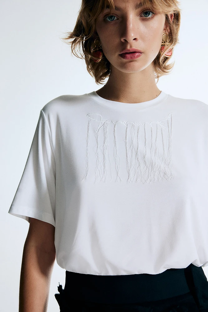 Embroidered Viscose T-shirt