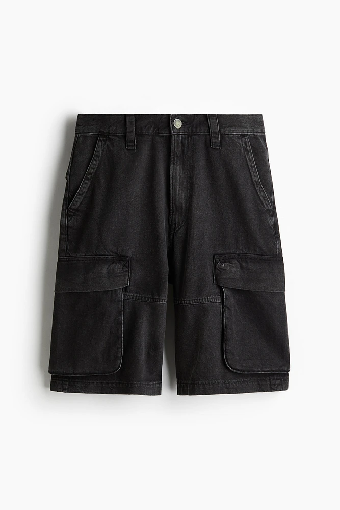 Loose Denim Cargo Shorts