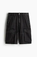 Loose Denim Cargo Shorts