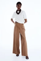 Wide-Leg Twill Pants