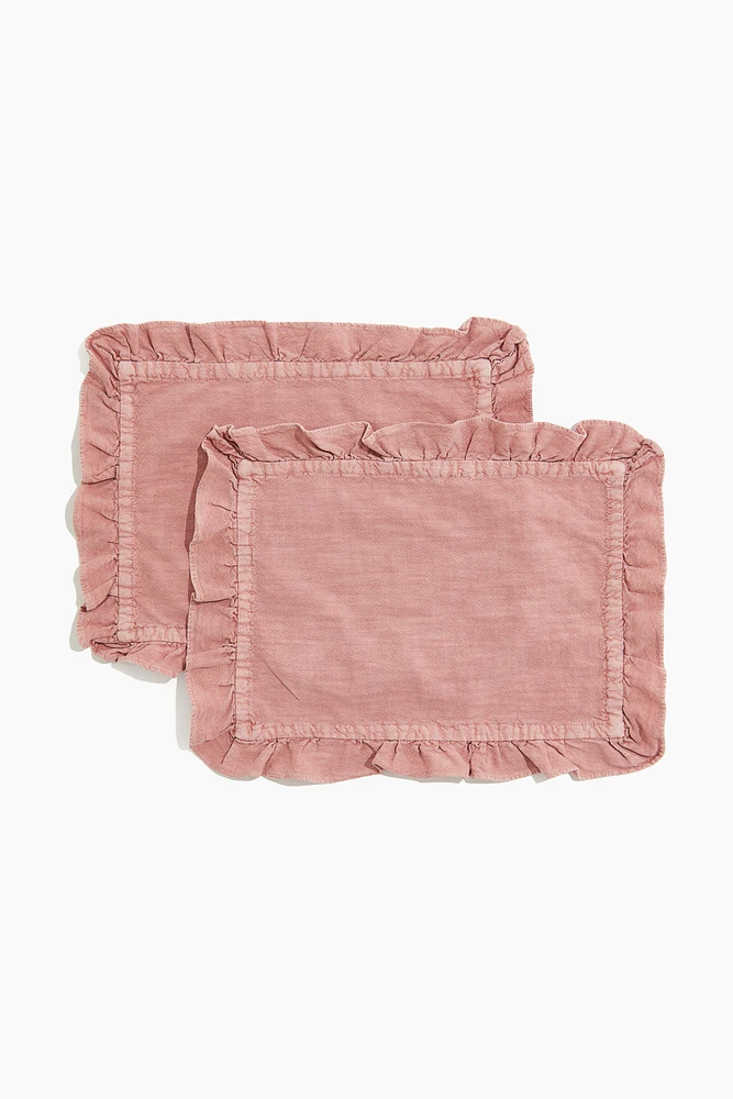Lot de 2 napperons à bords à volant