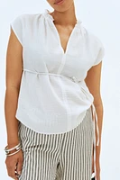 Blouse MAMA en mousseline avec ceinture à nouer