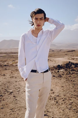 Regular-Fit Linen-Blend Shirt