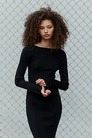 Rib-Knit Bodycon Dress with Low-Cut Back