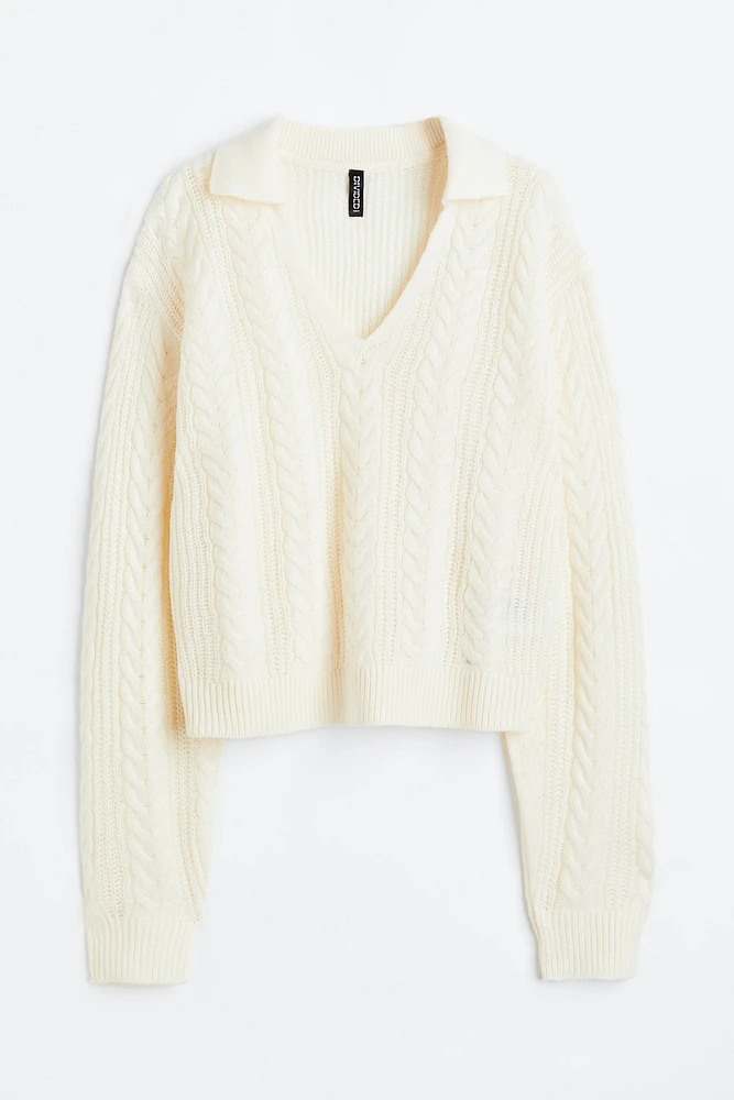 Collared Cable-knit Sweater