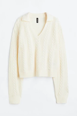 Collared Cable-knit Sweater