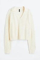 Collared Cable-knit Sweater