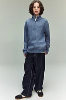 Cable-Knit Half-Zip Sweater