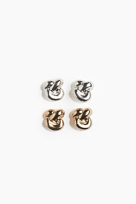 2 Pairs Knot-Look Earrings