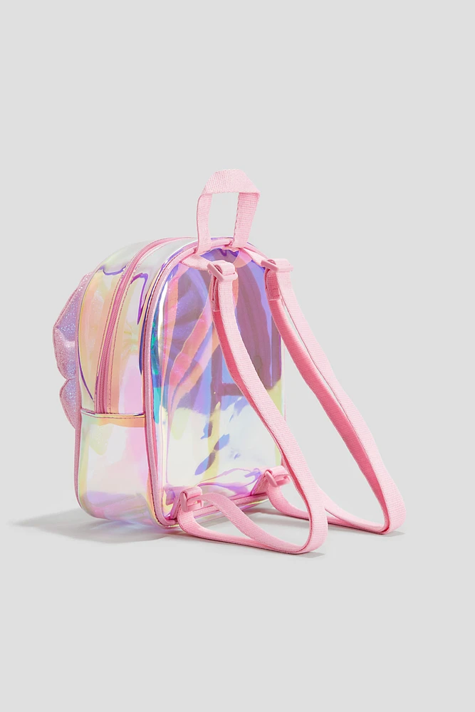 Iridescent Backpack with Appliqués