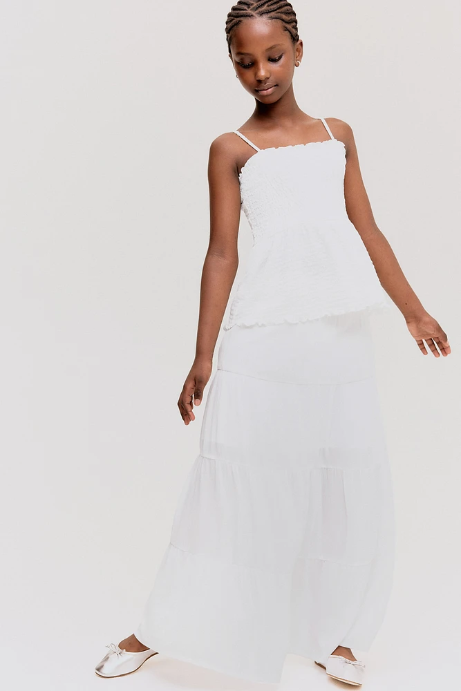 Smocked Tiered Skirt