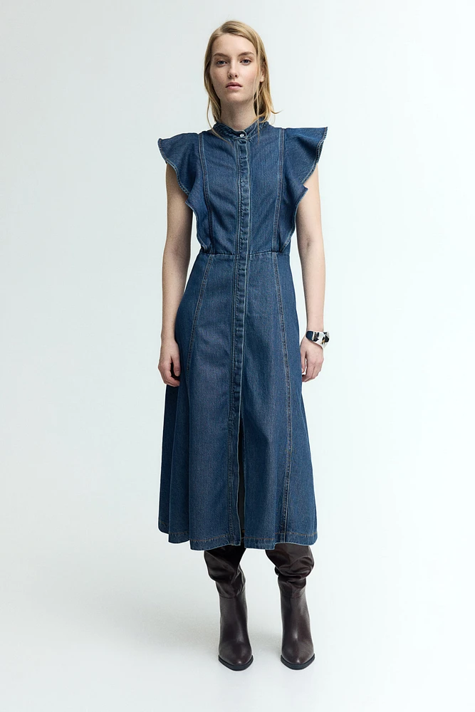 Robe volantée en denim