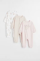 3-pack Cotton Pajama Jumpsuits