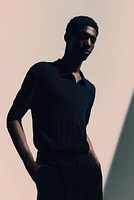 Regular Fit Rib-knit Polo Shirt