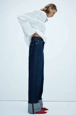 Straight-Cut Foldover-Cuff Jeans