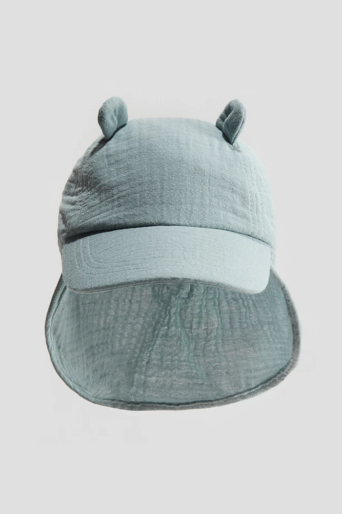 Ear-detail Muslin Cap