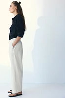 Linen-Blend Crop Pants
