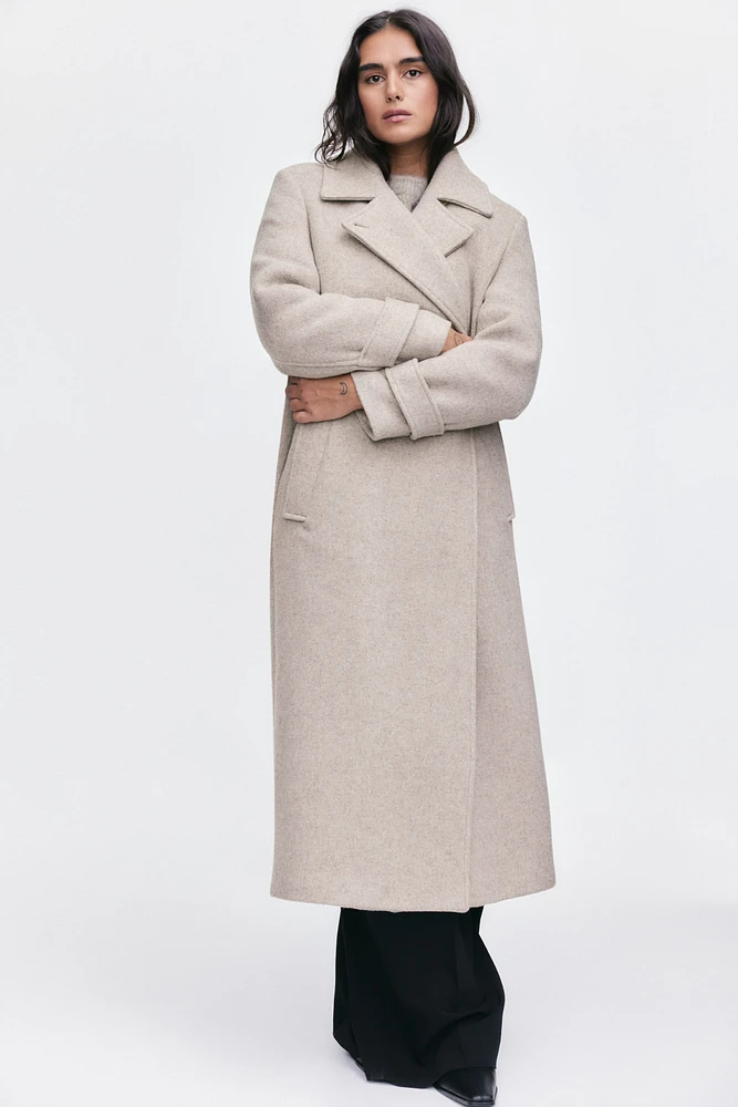 Wool-Blend Tie-Belt Coat