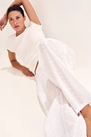 Eyelet-Embroidered Pajama Pants