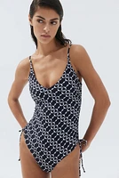 Padded-Cup Drawstring-Detail Swimsuit