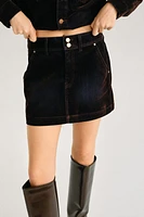 Flocked Denim Skirt