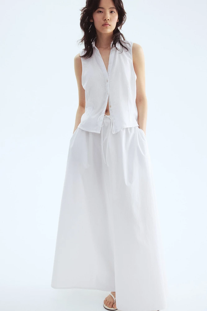 Linen-Blend Sleeveless Shirt