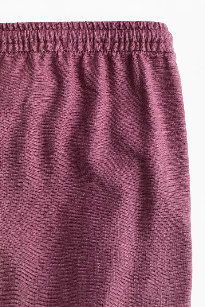 Pantalon en lin mélangé avec cordon de serrage