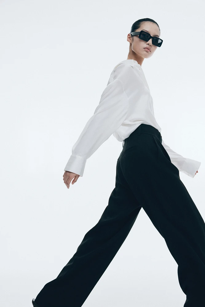 Wide-Leg Linen-Blend Pants