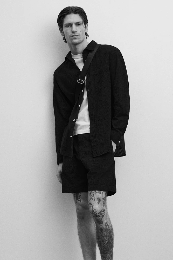 Loose-Fit Seersucker Shirt