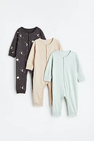 3-pack Cotton Pajama Jumpsuits