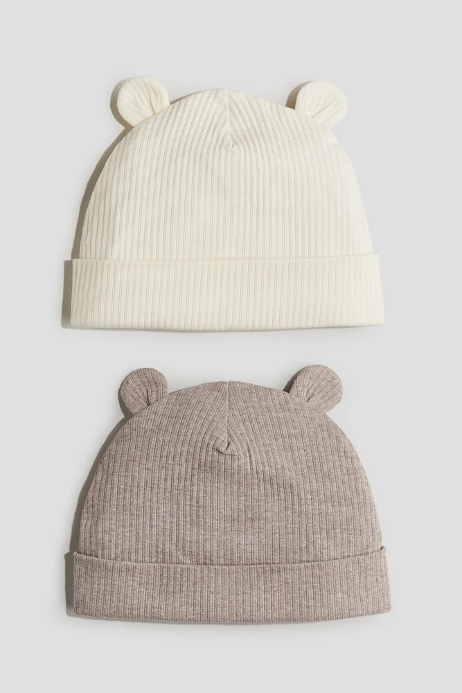 2-pack Ribbed Beanies with Ears