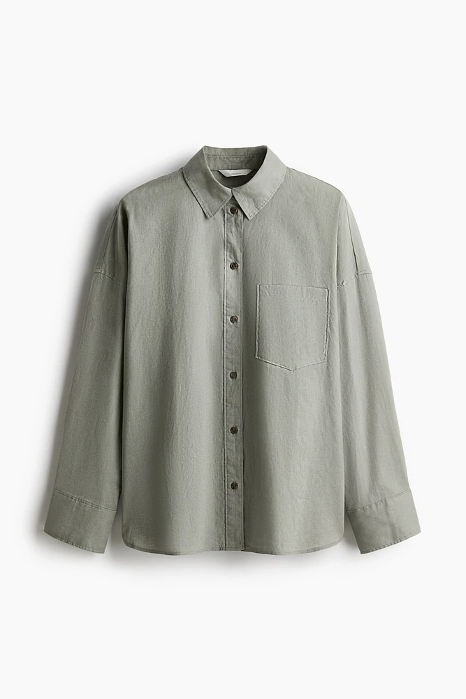 Chemise ample en lin mélangé