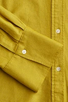 Gathered linen-blend shirt