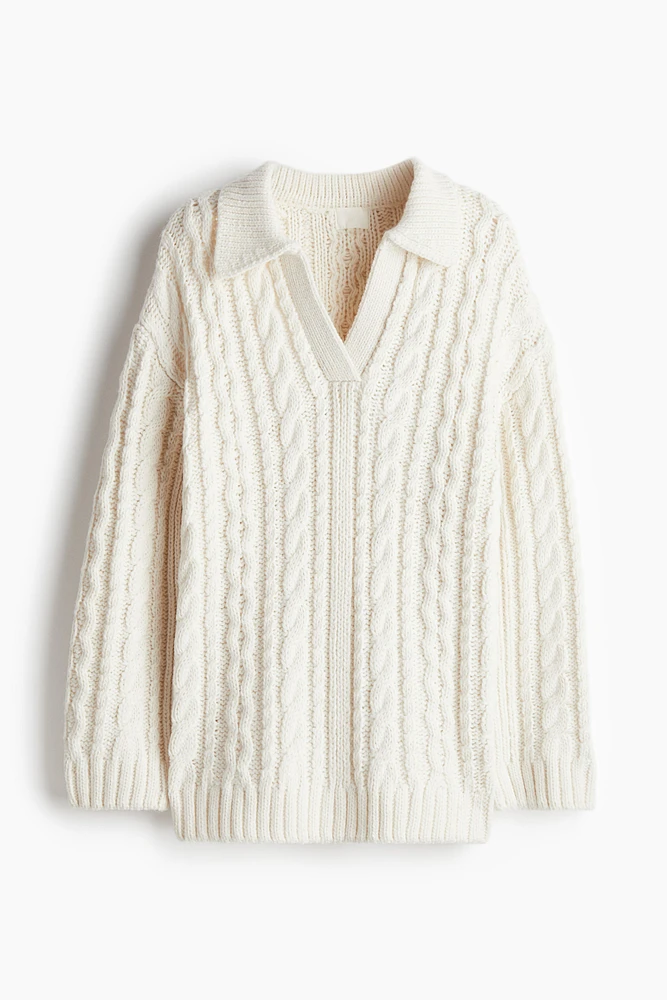 Cable-Knit Sweater with Collar