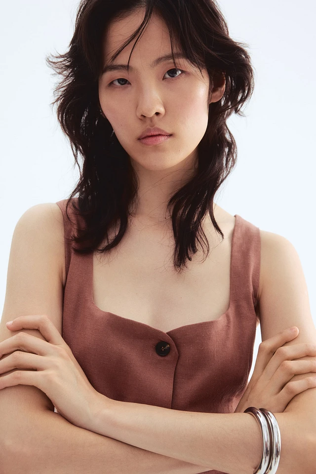 H&M Linen-Blend Midi Dress | Westland Mall