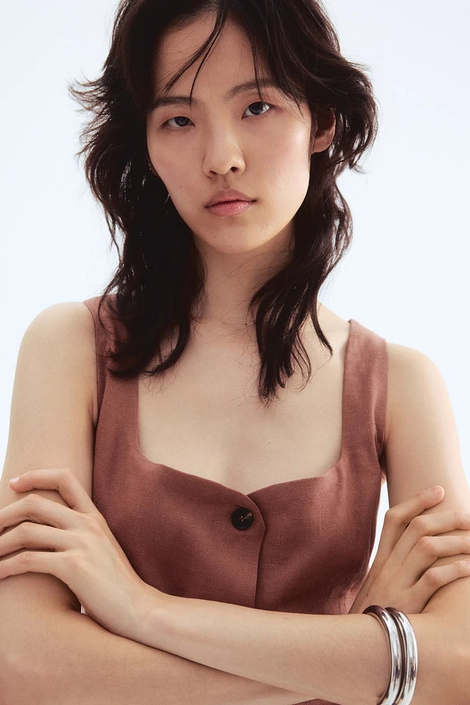 Robe midi en lin mélangé