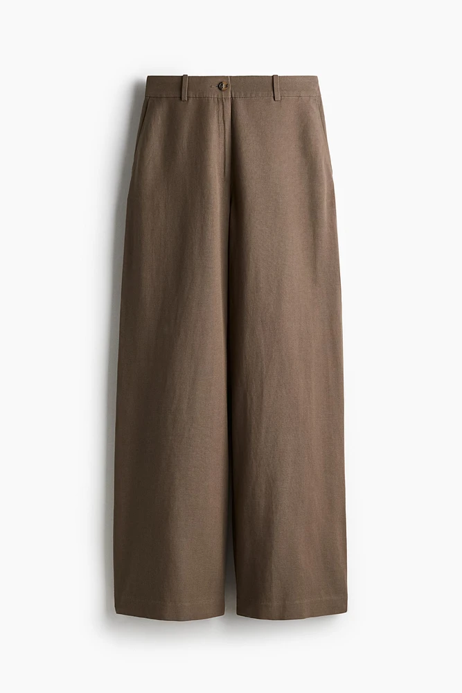 Pantalon large en lin mélangé