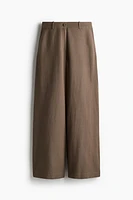 Wide-Leg Linen-Blend Pants