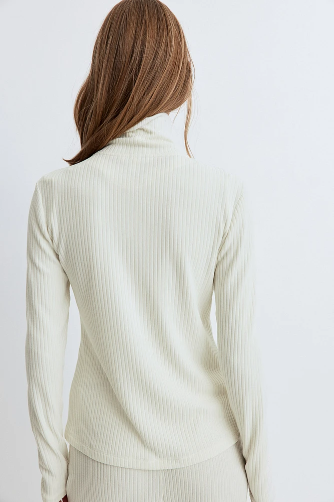 Rib-Knit Half-Zip Top